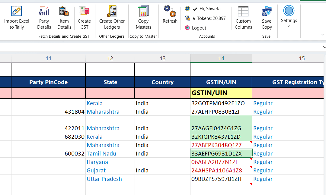 TallyConnects fetching party details and outstanding balances from Tally into Excel