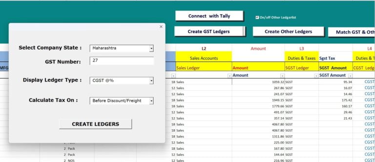 TallyConnects Create GST ledgers