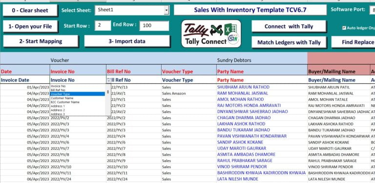 %excel to tally%